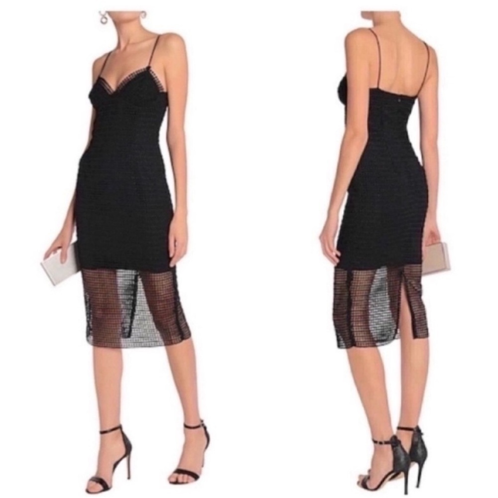 Nicholas Dot Lace Bra Midi Dress Black